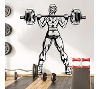 Chica fitness Fitness Pegatina de pared muscular gimnasio culturismo fitness Pegatina de pared deportiva para la pared calcomanía para decoración del hogar negro