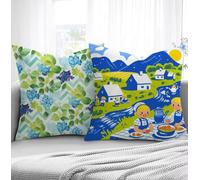 Chica Fundas de Cojines 45x45cm, Paisaje Fundas para Sofa xxl Juego de 2 Ultrasuave y Cómodo Cuadrado Cojines Exterior con Cremallera Invisible para Silla Dormitorio halloween Decorar Regalos R1-97