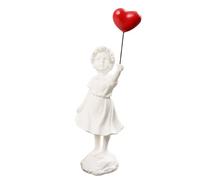 Chica genérica con una figura de niña con estatua, ilustración de escultura moderna | Figuras de resina de arte, artesanía, corazón rojo para el hogar, oficina, jardín, decoración