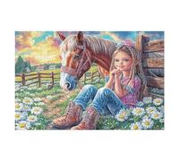 Chica Granja mar de Flores Rompecabezas 1000 Piezas Cartón Grueso para Mayores Noches Juegos Familiares Estimulación Mental Regalo San Valentín 1000 PCS/75x50cm