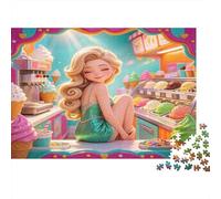 Chica Heladería Puzzle de 1000 Piezas Papel para Adultos Escena de Postre Colorida Juego de Puzzle Familia Relajación Regalo 38x26cm/1000pcs