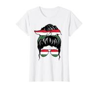 Chica húngara Hungría Bandera húngara Orgullosa Mujer húngara Camiseta gráfica económica, Mujer, Blanco, L