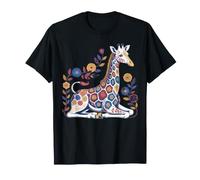 Chica Jirafa Estampado Floral Patrones Flores Arte Divertido Jirafa Camiseta