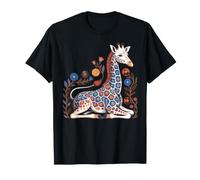 Chica Jirafa Estampado Floral Patrones Flores Arte Divertido Jirafa Camiseta