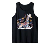 Chica Jirafa Estampado Floral Patrones Flores Arte Divertido Jirafa Camiseta sin Mangas