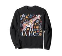 Chica Jirafa Estampado Floral Patrones Flores Arte Divertido Jirafa Sudadera