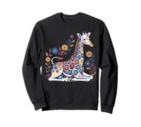 Chica Jirafa Estampado Floral Patrones Flores Arte Divertido Jirafa Sudadera