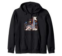 Chica Jirafa Estampado Floral Patrones Flores Arte Divertido Jirafa Sudadera con Capucha