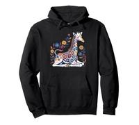 Chica Jirafa Estampado Floral Patrones Flores Arte Divertido Jirafa Sudadera con Capucha