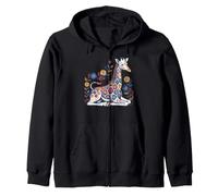 Chica Jirafa Estampado Floral Patrones Flores Arte Divertido Jirafa Sudadera con Capucha