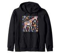Chica Jirafa Estampado Floral Patrones Flores Arte Divertido Jirafa Sudadera con Capucha