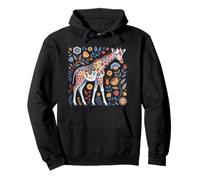 Chica Jirafa Estampado Floral Patrones Flores Arte Divertido Jirafa Sudadera con Capucha