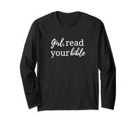 Chica Lee Tu Biblia Divertida Cita Cristiana Meme Iglesia Lindo Manga Larga