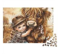 Chica Linda con Toro Rompecabezas Clásico 1000 Piezas Cartón Resistente para Adultos, Desafío Imposible Difícil, Antiestrés Y Decoración, Regalo De Relajación 52x38cm/1000pcs