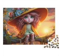 Chica Linda Puzzle 1000 Piezas Niña del árbol del Atardecer Cartón Reciclado para Niños 12+ Decoración Pared para Entretenimiento Oferta Mejor Regalo 38x26cm/1000pcs