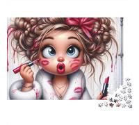 Chica Linda Puzzle Adultos 1000 Piezas Lápiz Labial Chica desordenada Cartón para Parejas Noche Familiar para Entrenar La Mente Oferta Mejor Regalo 38x26cm/1000pcs