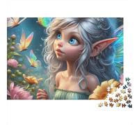 Chica Linda Rompecabezas 1000 Piezas Butterfly Chica de Hadas Cartón Premium para Niños 12+ Regalo Navidad para Relajarse Mejor Regalo Oferta 70x50cm/1000pcs