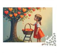 Chica Linda Rompecabezas 1000 Piezas Niña del árbol del corazón Cartón Grueso para Adultos Regalo Cumpleaños para Entretenimiento Mejor Regalo Oferta 52x38cm/1000pcs