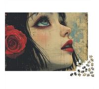 Chica Linda Rompecabezas 1000 Piezas Niña Rosa Vintage Cartón Grueso para Adultos Regalo Navidad para Entretenimiento Mejor Regalo Oferta 38x26cm/1000pcs
