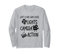 Chica Luces Cámara Acción Película Maker Chica Director de Cine Manga Larga