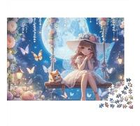 Chica Luz de Luna Puzzle de 1000 Piezas Puzzle para Adultos Papel Sueño de Mariposas Puzzle para Toda la Familia 52x38cm/1000pcs