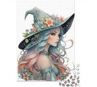 Chica Mágica con Sombrero de Flores Puzzle de 1000 Piezas Cartón para Adultos Estilo Fantasía Puzzle para Toda la Familia Decoración Hogar Antiestrés Regalo 52x38cm/1000pcs