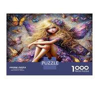 Chica Mariposa florecer 1000 Piezas Paquete De Puzzle Botanical Hada Magic Puzzle Clásico, Cartón Premium - Antiestrés Y Decoración, Regalo para Mujeres, Hombres Y Mayores Entusiastas 38x26cm/1000pcs