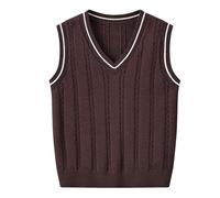 Chica Medio E Invierno Cuello en V Sisal Patrón Sin Mangas Punto Top Glitter Camisa Chicos, café, 3-4 años