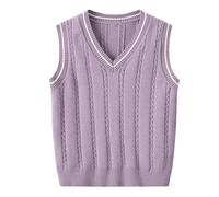 Chica Medio E Invierno Cuello en V Sisal Patrón Sin Mangas Punto Top Glitter Camisa Chicos, morado, 2-3 años