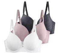Chica Menstrual Brazos de Gran Talla para Mujeres, Suave, Delgado, Armaduras, Sujetador de Noche, 3 piezas, Ropa interior Anti-flacidez, Bralettes fruncidas Body Blanco Chica Danza, morado, 105E