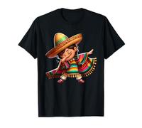 Chica Mexicana Dabbing Poncho Fiesta Feliz Cinco de Mayo Camiseta