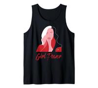 Chica Minimalista Ilustración Arte Gráfico Blanco Rojo Camiseta sin Mangas