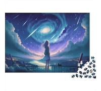 Chica Mirando Estrellas Rompecabezas Imposible,desafío for Adults Nebulosa Cósmica Juego Educativo 1000 Piezas Obra De Arte De Juego De para Adultos Y Niños Mayores De 12 Años 1000pcs (75x50cm)