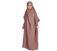 Chica musulmana posando vestido de color sólido, traje nacional, falda, ropa árabe niños conejito y erizo escuela primaria, Rosa intenso., 13-14 Años