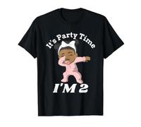 Chica Negra Es Tiempo de Fiesta Tengo 2 años Camiseta gráfica económica, Hombre, Negro, S