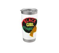 Chica Negra Magia Mes Historia Negra Melanina Chicas Sista Diversión Vaso térmico de acero inoxidable de doble pared