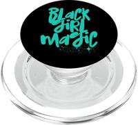 Chica Negra Turquesa Magic Aqua Stars Melanina Black Queen Woman PopSockets PopGrip para MagSafe