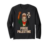 Chica Palestina Libre Pañuelo Palestino Bufanda Shemagh Manga Larga