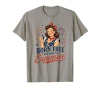Chica patriótica Retro Pero Ahora Caro Divertido 4 de Julio Camiseta