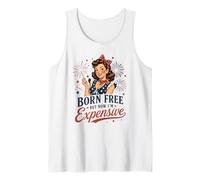 Chica patriótica Retro Pero Ahora Caro Divertido 4 de Julio Camiseta sin Mangas