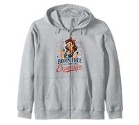 Chica patriótica Retro Pero Ahora Caro Divertido 4 de Julio Sudadera con Capucha