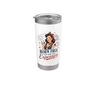 Chica patriótica retro pero ahora caro divertido 4 de julio Vaso térmico de acero inoxidable de doble pared
