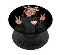 Chica Personaje Doble Signo de Paz Redondo Gafas Pop gráfico PopSockets PopGrip Adhesivo