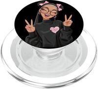 Chica Personaje Doble Signo de Paz Redondo Gafas Pop gráfico PopSockets PopGrip para MagSafe