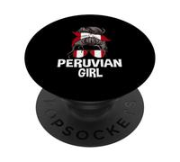 Chica peruana desordenada moño de Pelo patriótico Mujer Perú Gafas de Sol PopSockets PopGrip Adhesivo