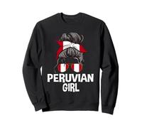 Chica peruana desordenada moño de Pelo patriótico Mujer Perú Gafas de Sol Sudadera