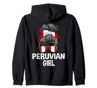 Chica peruana desordenada moño de Pelo patriótico Mujer Perú Gafas de Sol Sudadera con Capucha