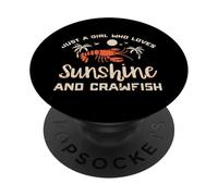 Chica Que ama el Sol Cangrejo Cangrejo de río Niñas Niños Mujeres PopSockets PopGrip Adhesivo