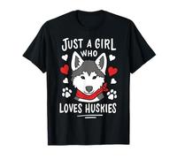 Chica Que ama Huskies Siberian Husky Perros Dueño Camiseta