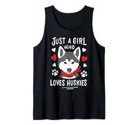 Chica Que ama Huskies Siberian Husky Perros Dueño Camiseta sin Mangas